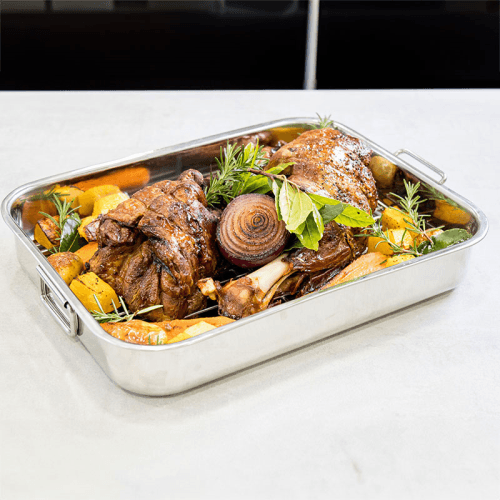 Image showing the Large roaster and rack, 42 x 32cm, Stainless Steel product.