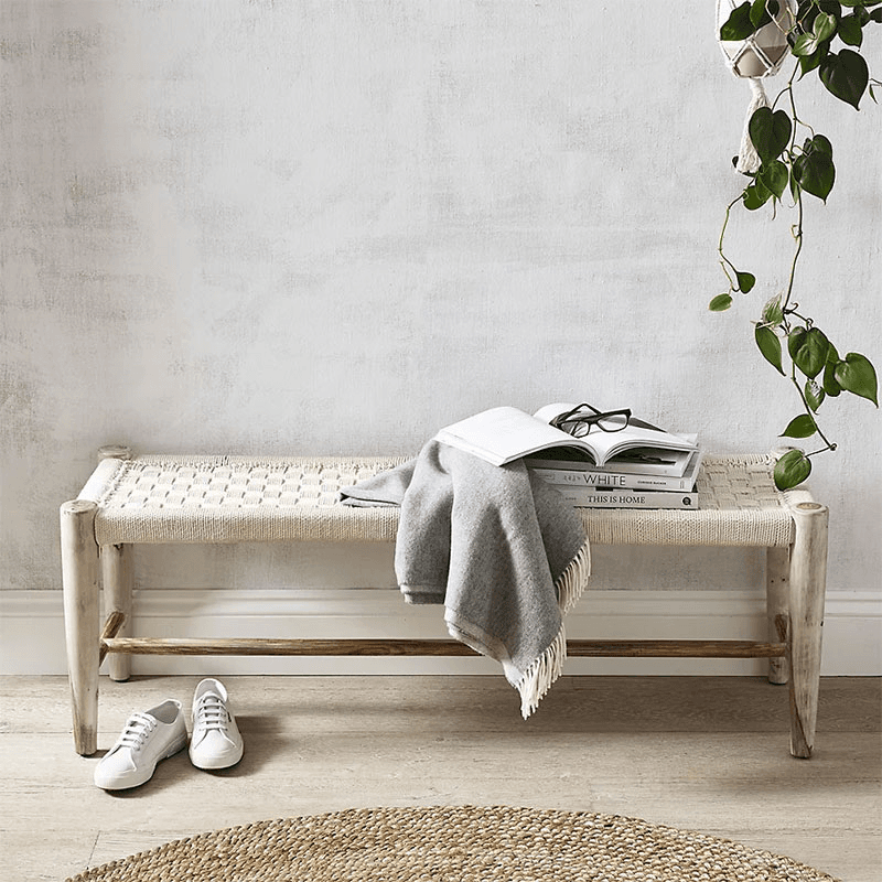 Faro Woven Bench, H45cm x W40cm x L130cm, Natural