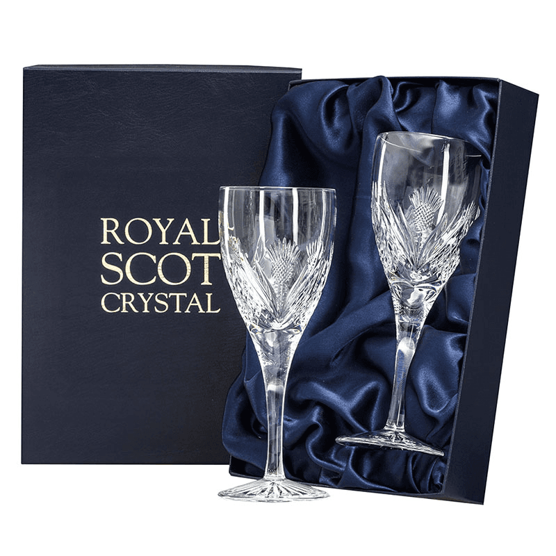 Scottish Thistle Set of 2 Wine Glasses, 280ml, Clear