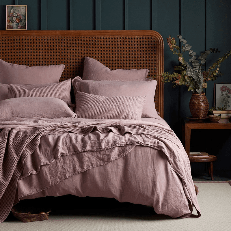 Linen Duvet Cover, Superking, Vintage Rose