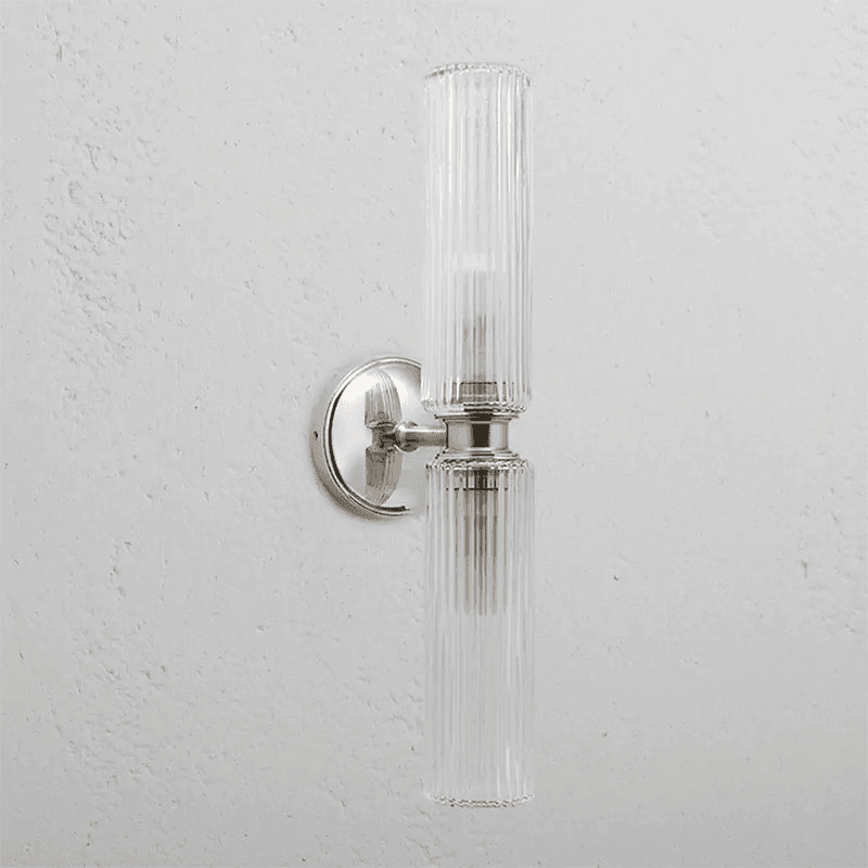 Claremont  Flutted Glass Wall Light, H40cm, Polished Nickel