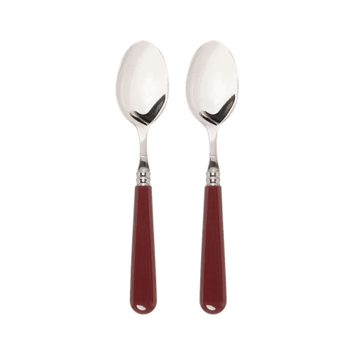 Image showing the Set of 2 Teaspoons, Burgundy product.