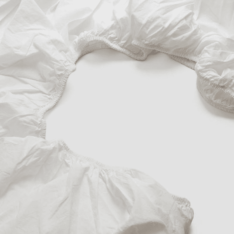 Washed Cotton Percale Double Fitted Sheet, White