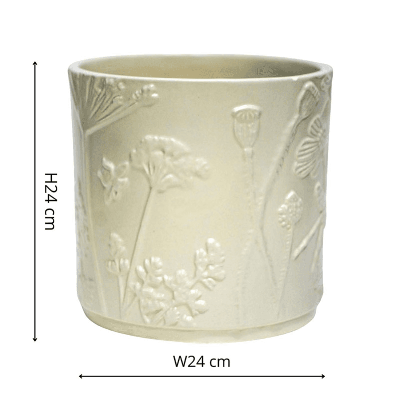 Kew Botanical Retreat Stoneware Meadow Planter, D24cm, Cream
