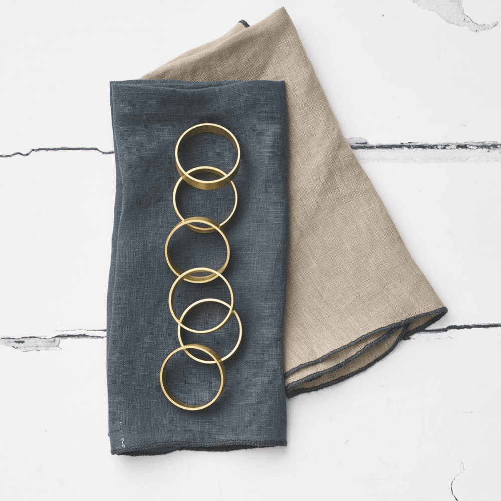 Set Of 6 Brass Napkin Rings
