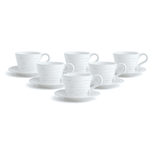 Image showing the Bowsley Set of 6 Cup & Saucers, 240ml, White product.