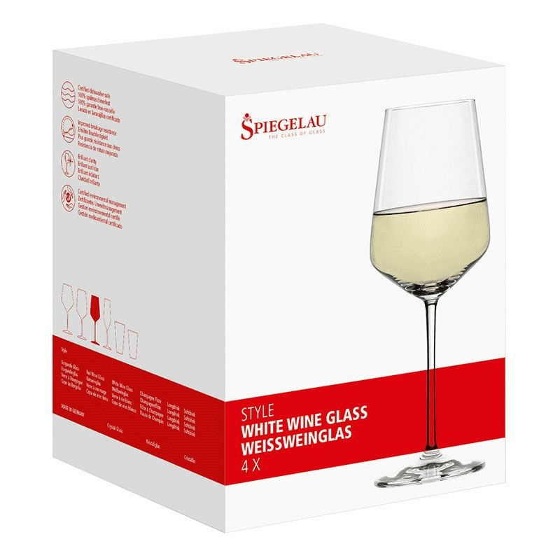 Style Set of 4 White Wine Glasses, 440ml, Clear