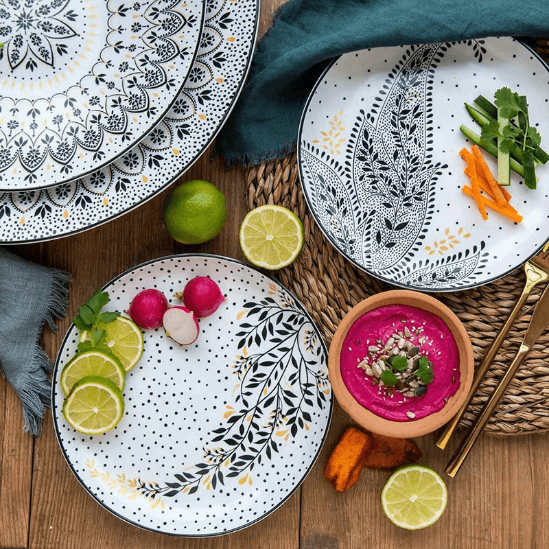 Artisanne Noir Set of 4 Salad Plates, D21cm, Monochrome