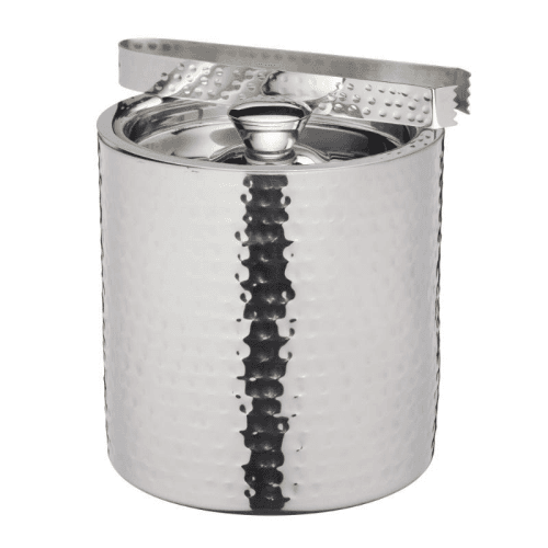 Image showing the Ice bucket with lid and tongs, 1.5 litre, hammered metal product.