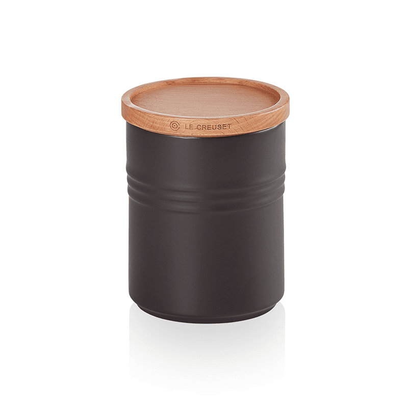 Stoneware Medium storage jar, 10 x 12cm - 540ml, Satin Black