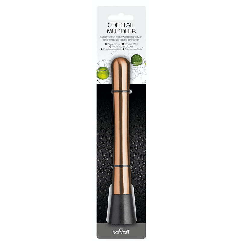 BarCraft Cocktail muddler, Stainless Steel With Copper Finish