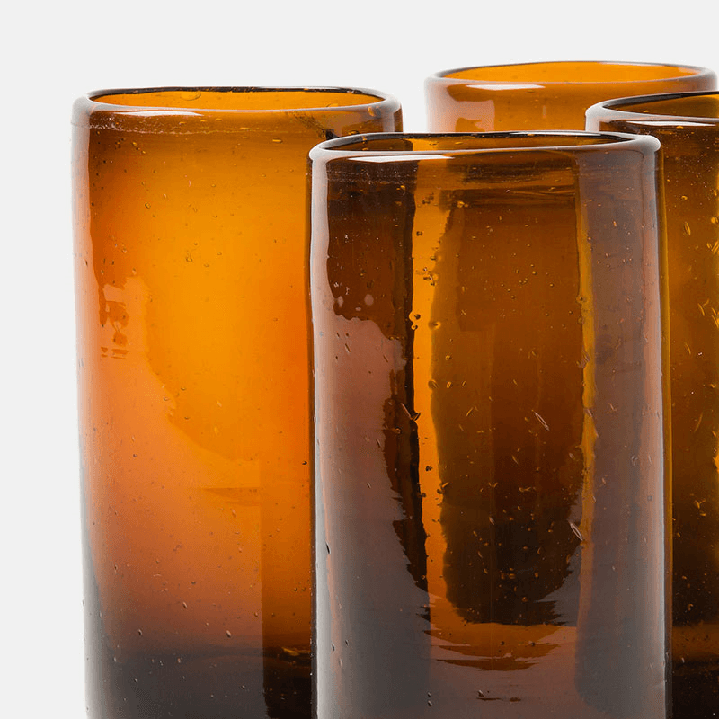 Zomi Set of 4 High Ball Glasses, H13.5cm, Amber