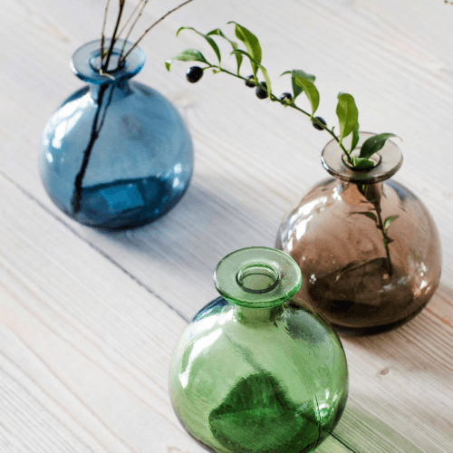 Image showing the Round Bud Vase, Recycled Glass, Blue, 12cm product.