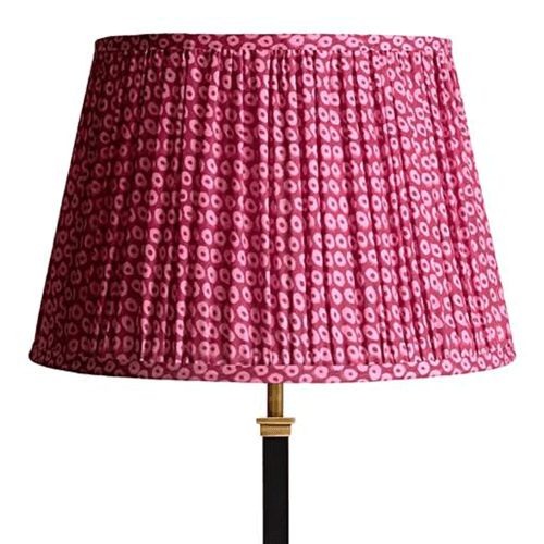 Image showing the Straight empire Shade, 35cm, pink block printed cotton product.