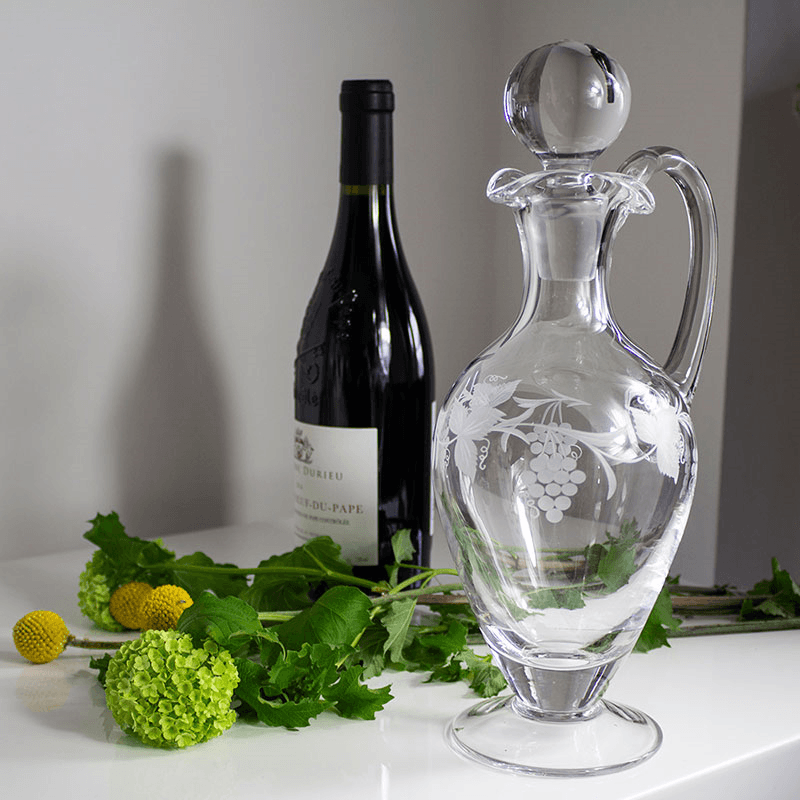 Grapevine Handled Wine Decanter, 800ml, Clear