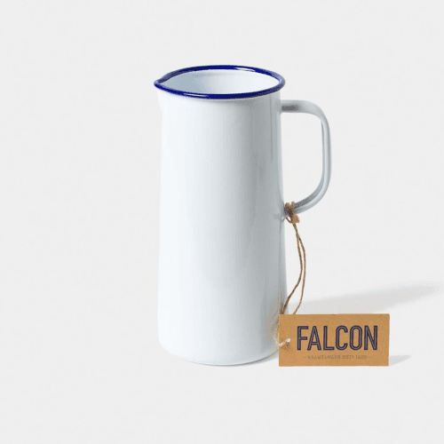 Image showing the Large jug, 3 pint, White With Blue Rim product.