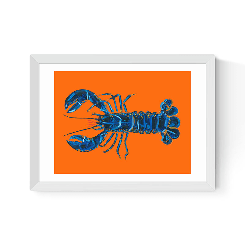 Alice Straker Lobster on Orange Framed Print, 45 x 33cm, Orange