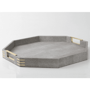 Serving Tray, Christie, Octagonal, Barley Shagreen & Brass