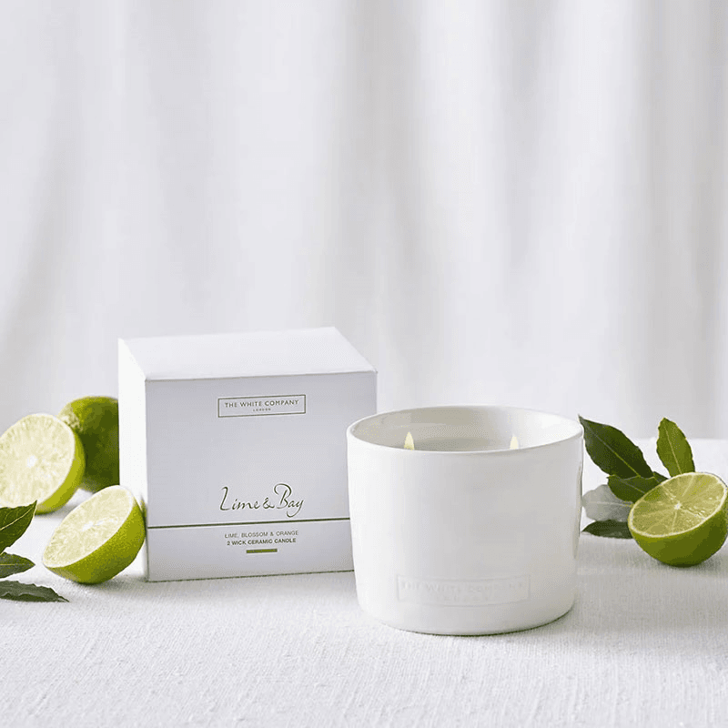 Lime & Bay Ceramic 2 Wick Candle, 300g, White