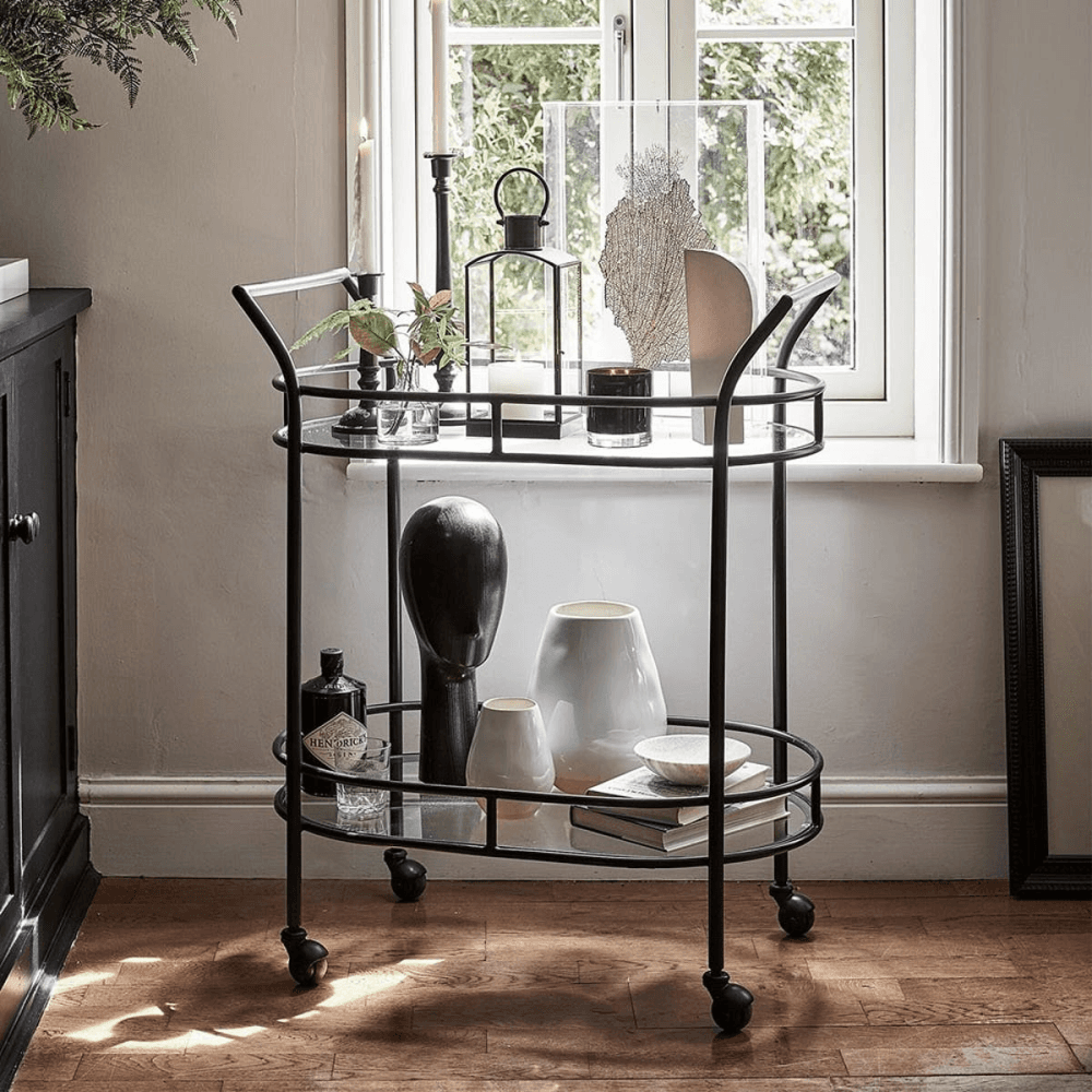 Oval Drinks trolley, H91 x W45 x L76cm, Black
