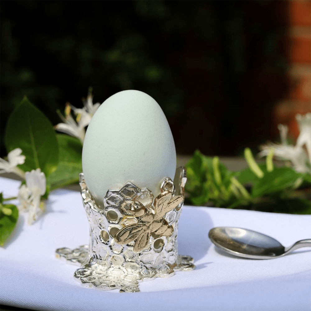 Bee Honeycomb Egg Cup, Silver