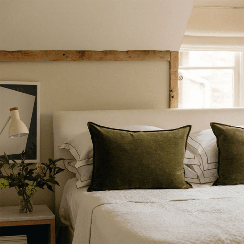 Image showing the Verity Linen Velvet Rectangular Cushion Cover, 45 x 65cm, Moss product.