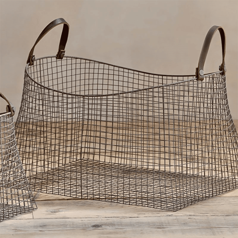 Adah Set of 2 Iron Baskets, Brown