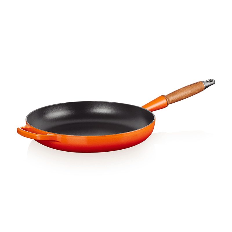 Signature Cast Iron Frying Pan with Wooden Handle, 28cm, Volcanic