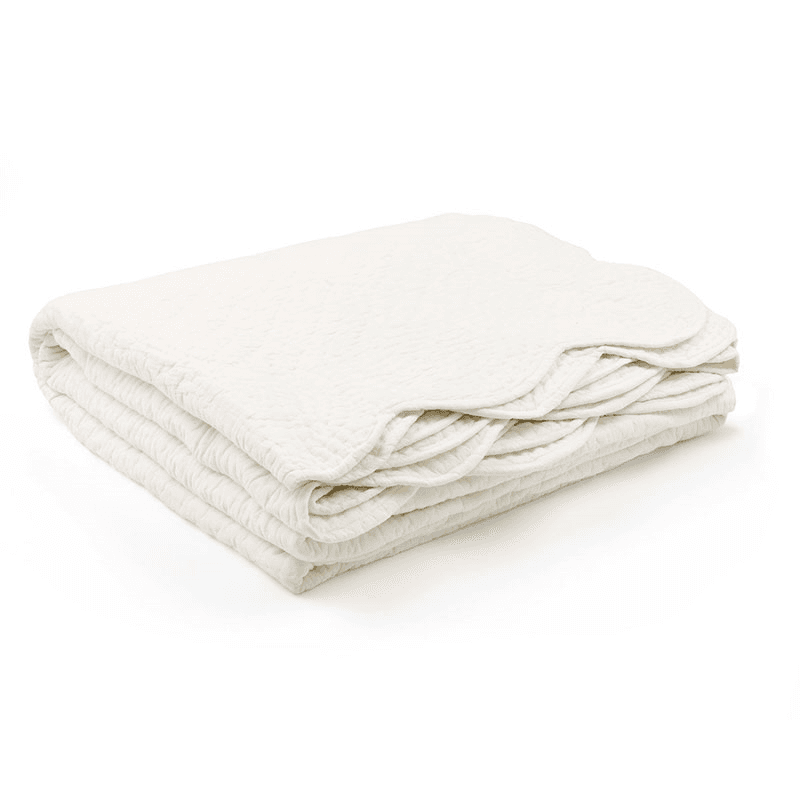 Nina Scalloped Quilted Cotton Bedspread, Double/ King, White