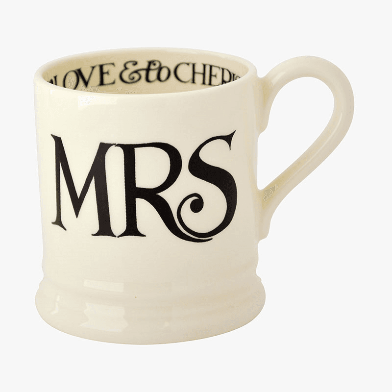 Black Toast Set of 2 Mrs & Mrs Mugs, 300ml, Cream