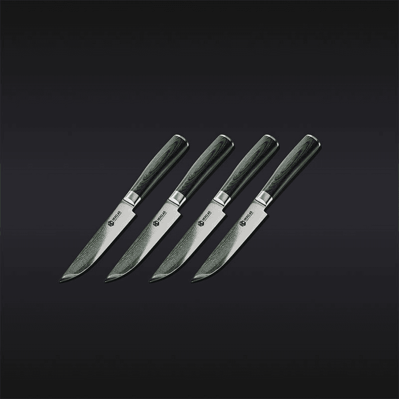 Japenese Damascus 4 Piece Steak Knife, Steel