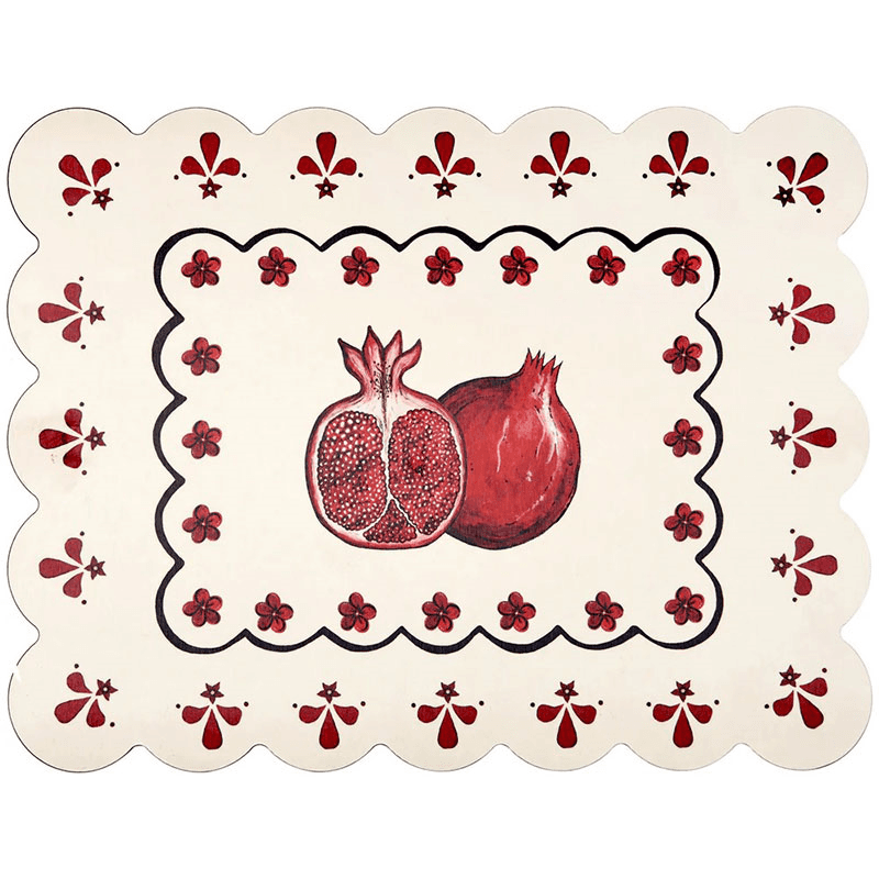 Bell Hutley Scalloped Table Mat, 38cm x 29cm, Pomegranate