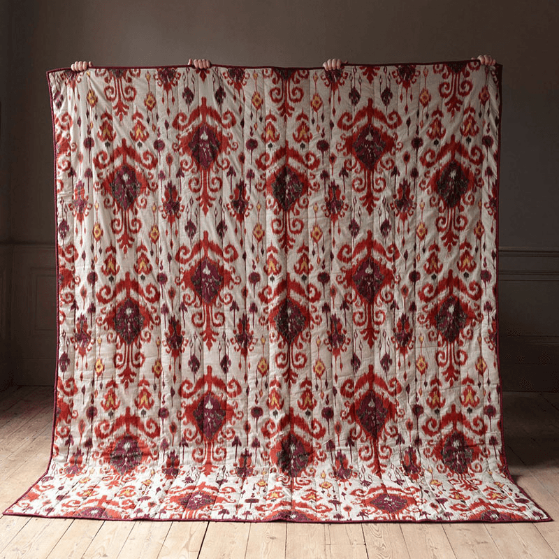 Ikat Double Bedspread, Red
