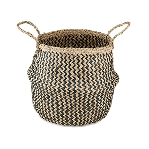 Ekuri Basket, Small, H38 x D30cm, Natural and Black