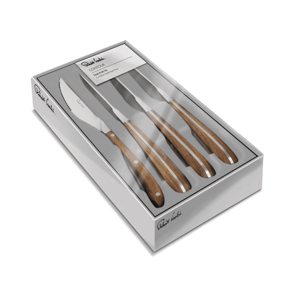 Contour Walnut 4 Piece Steak Knife Set, Walnut