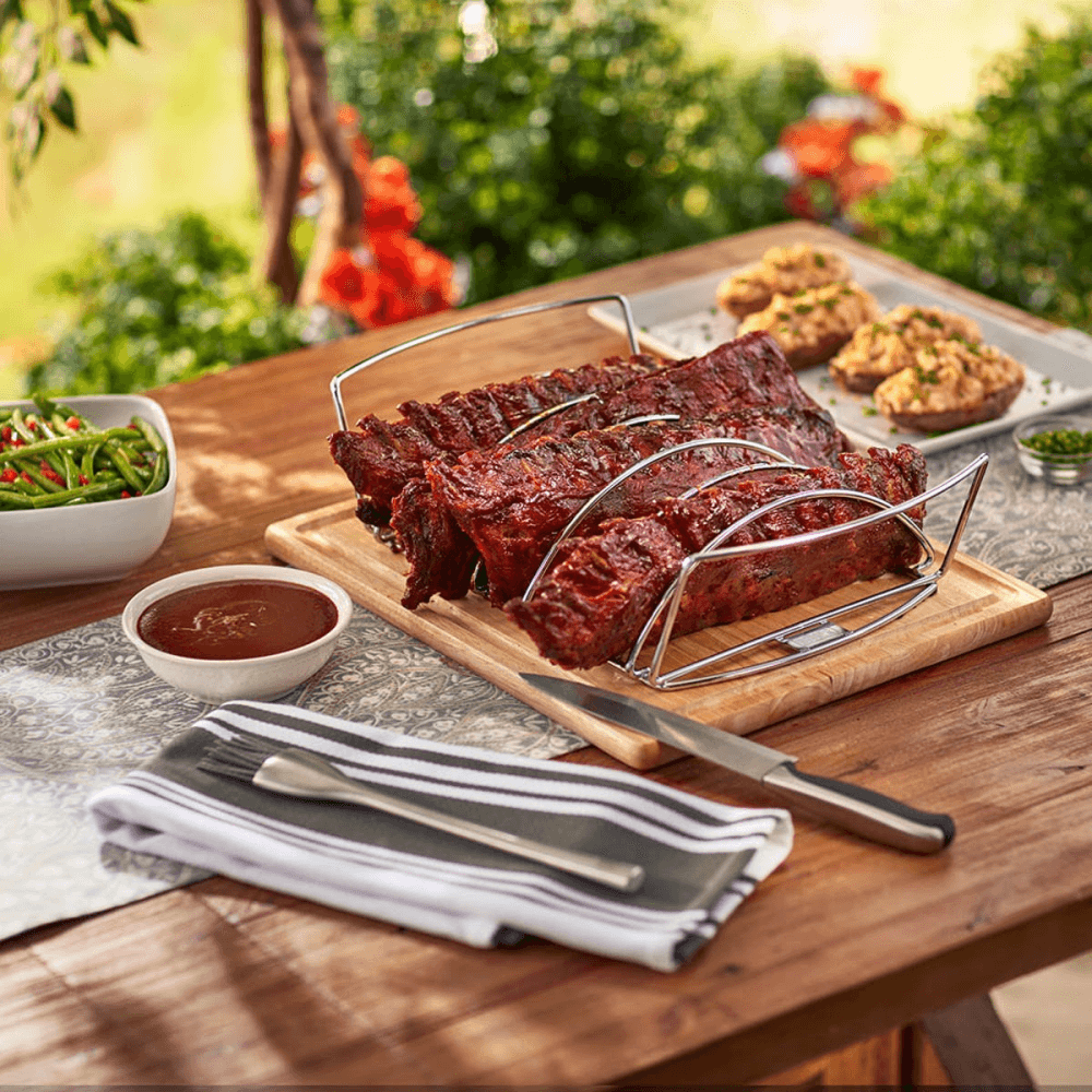 Rib rack and roast holder, Silver
