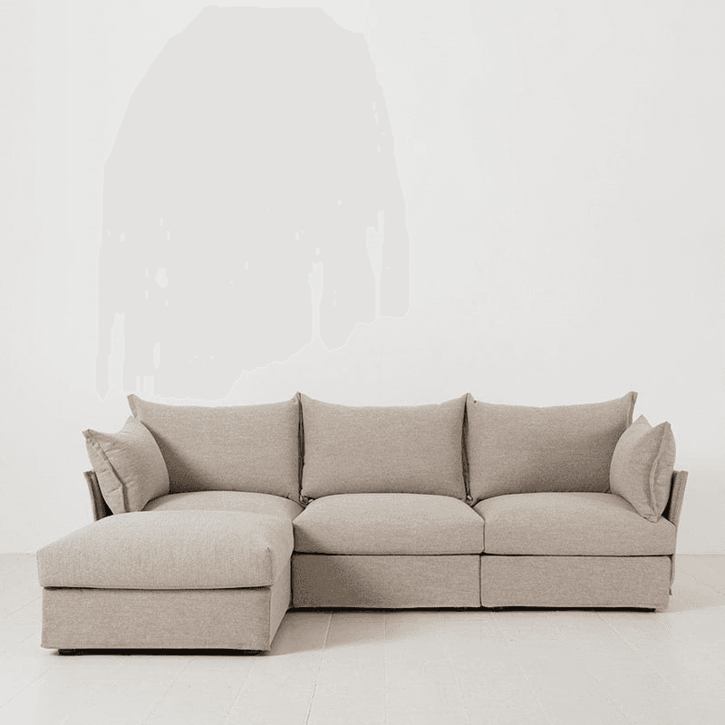 Model 06 Linen 3 Seater Sofa With Chaise, Pumice