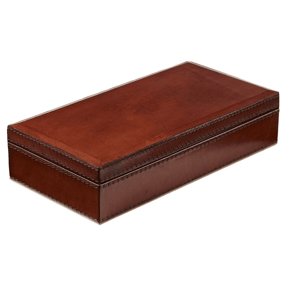 Cufflink Box, Tan Leather , 20x10x5cm