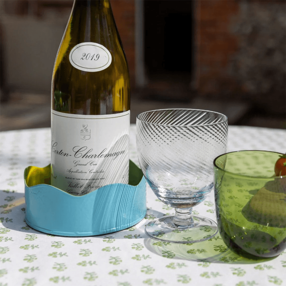 Toleware Coaster, D13cm, Sky Blue & Light Green