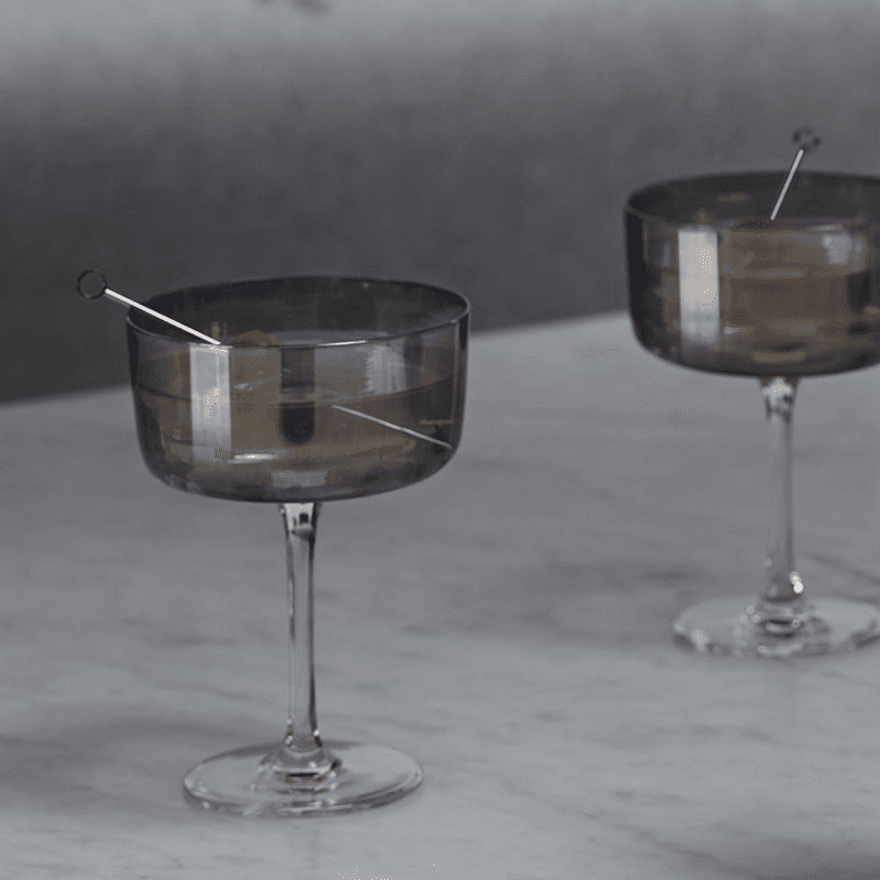 Lunar Set of 2 Champagne/Cocktail Glasses, 230ml, Lunar Grey