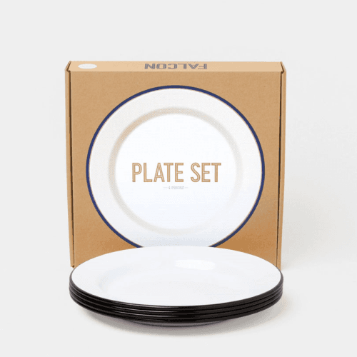 Image showing the Enamelware Plate Set of 4, D24cm, Coal Black Rim product.