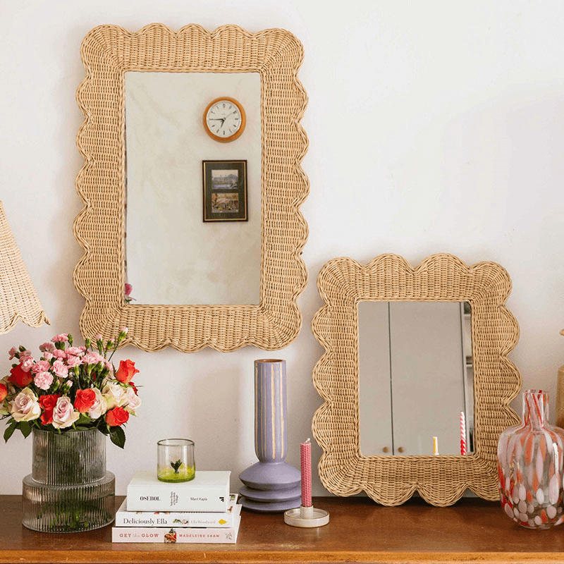 Mimi Scalloped Mirror, 58cm, Natural