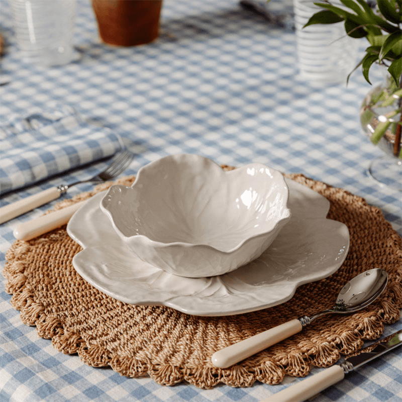 Scalloped Abaca Placemat, D38cm, Natural