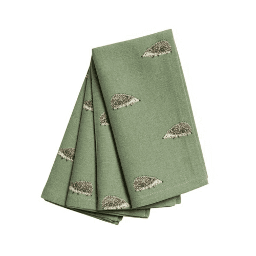 Image showing the Hedgehogs Set of 4 Napkins, 41 x 41cm, Green product.