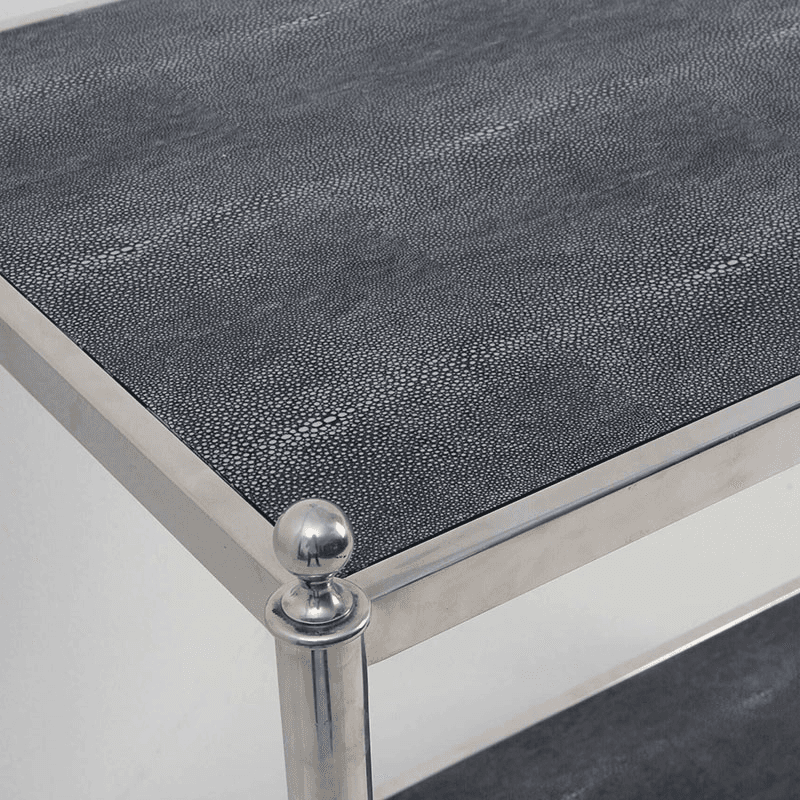 Cliveden Drinks Trolley, Charcoal Shagreen