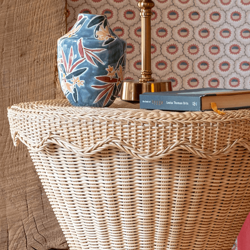 Damru Rattan Side Table, Natural
