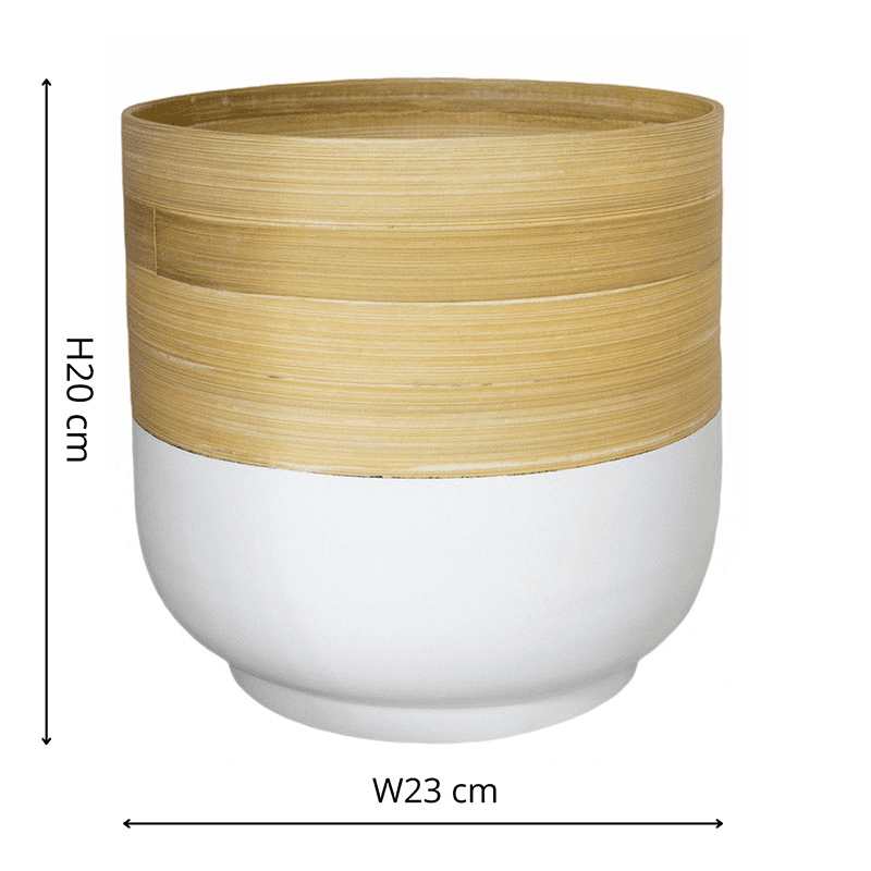 Bamboo Planter, H20 x W23 x D23cm, White