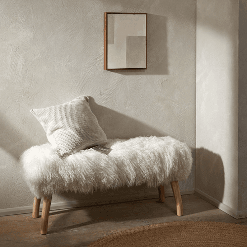 Image showing the Tibetan Sheepskin Bench, Ivory product.