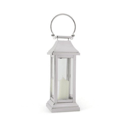 Image showing the Station Lantern, H40.5 x W15 x D15cm, Clear/Silver product.