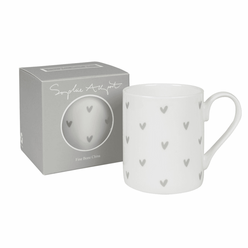 Grey Hearts Mug, Grey